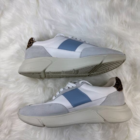 Axel Arigato Genesis Low Top Sneaker in White/Dusty Blue/Leopard - Picture 8 of 9